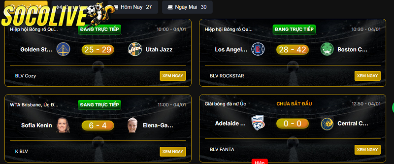 Socolive TV phát sóng trực tiếp nhiều trận đấu bóng đá