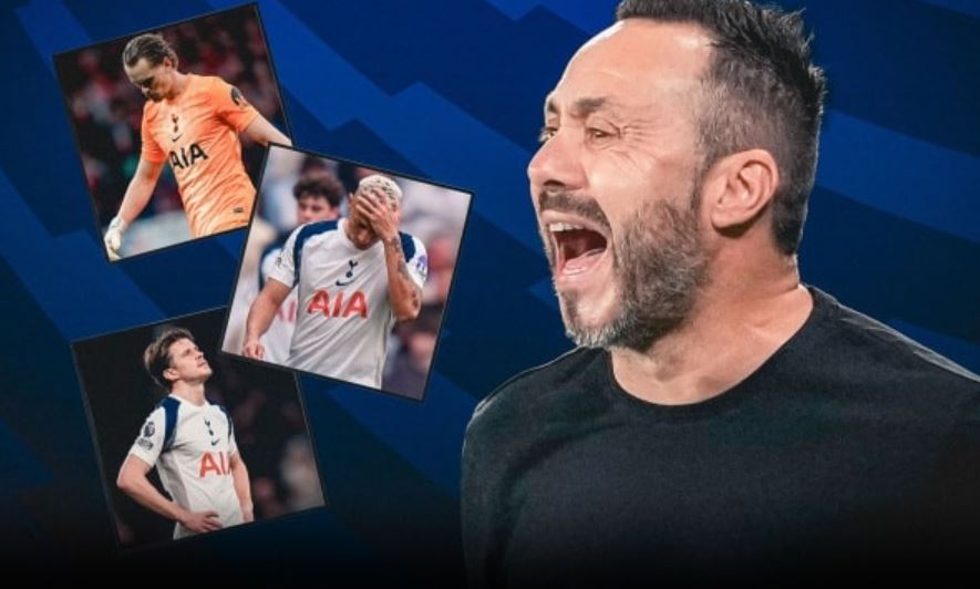 Tottenham Hotspur đang chìm trong khủng hoảng sâu sắc khi De Zerbi làm HLV